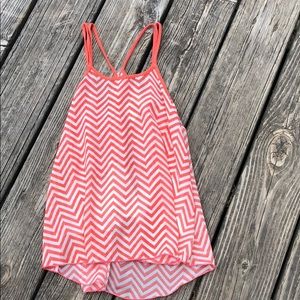 sheveron white and orange tank top